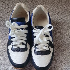 SEE BY CHLOE Women  Black and White Sneakers with Blue USA Size 6